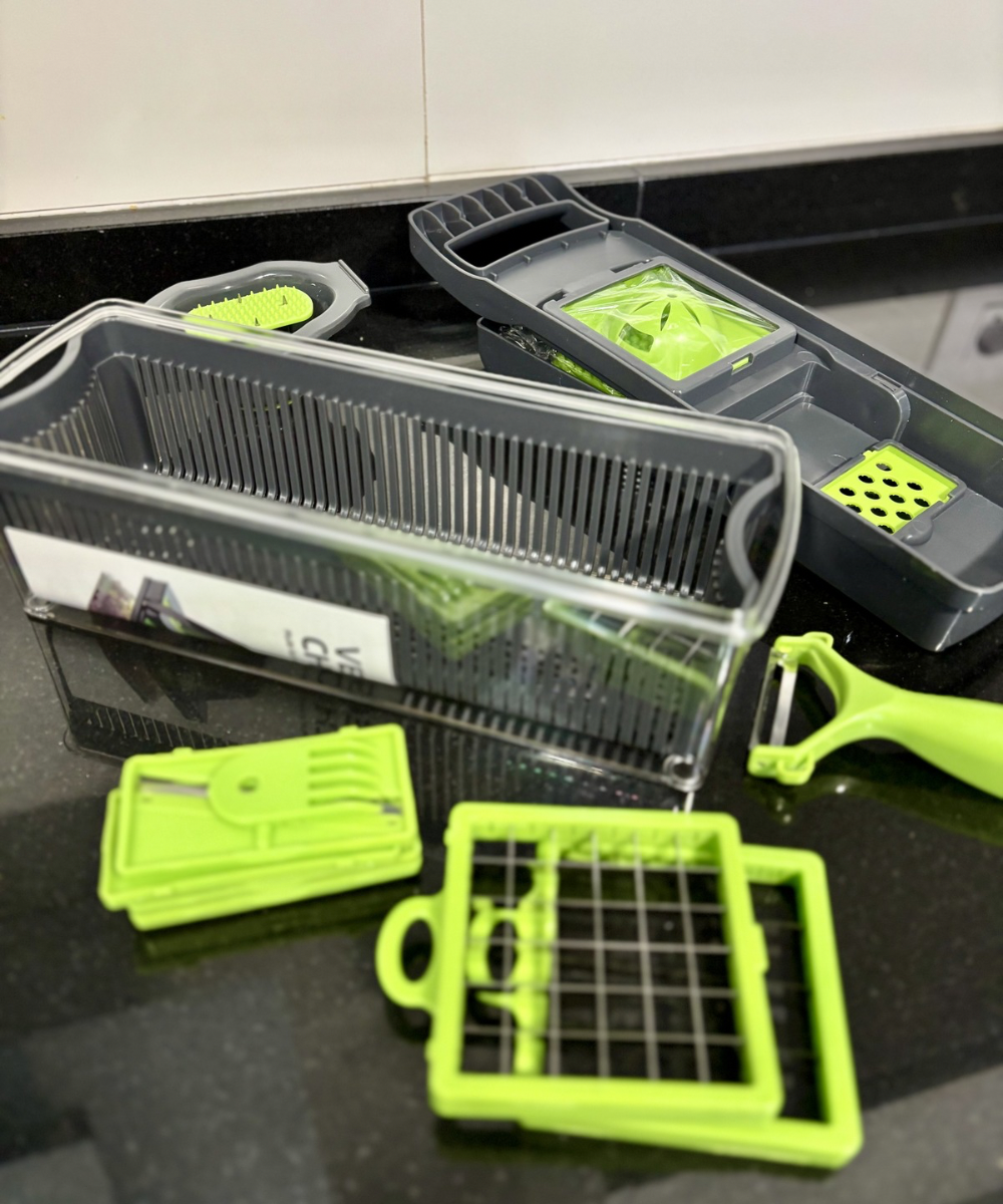 Cortador de verduras multifunción 8 en 1 Master Chef con cuchillas de acero inoxidable, utensilio de cocina práctico para cortar, picar y rebanar alimentos