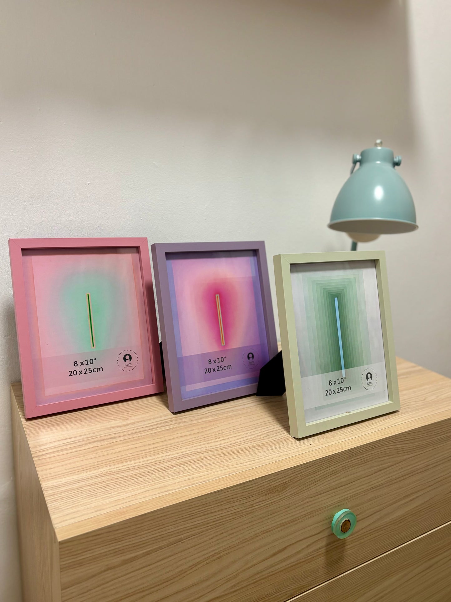 Marcos de fotos de madera en colores rosa, lila y verde suave para decoración Juvenil
