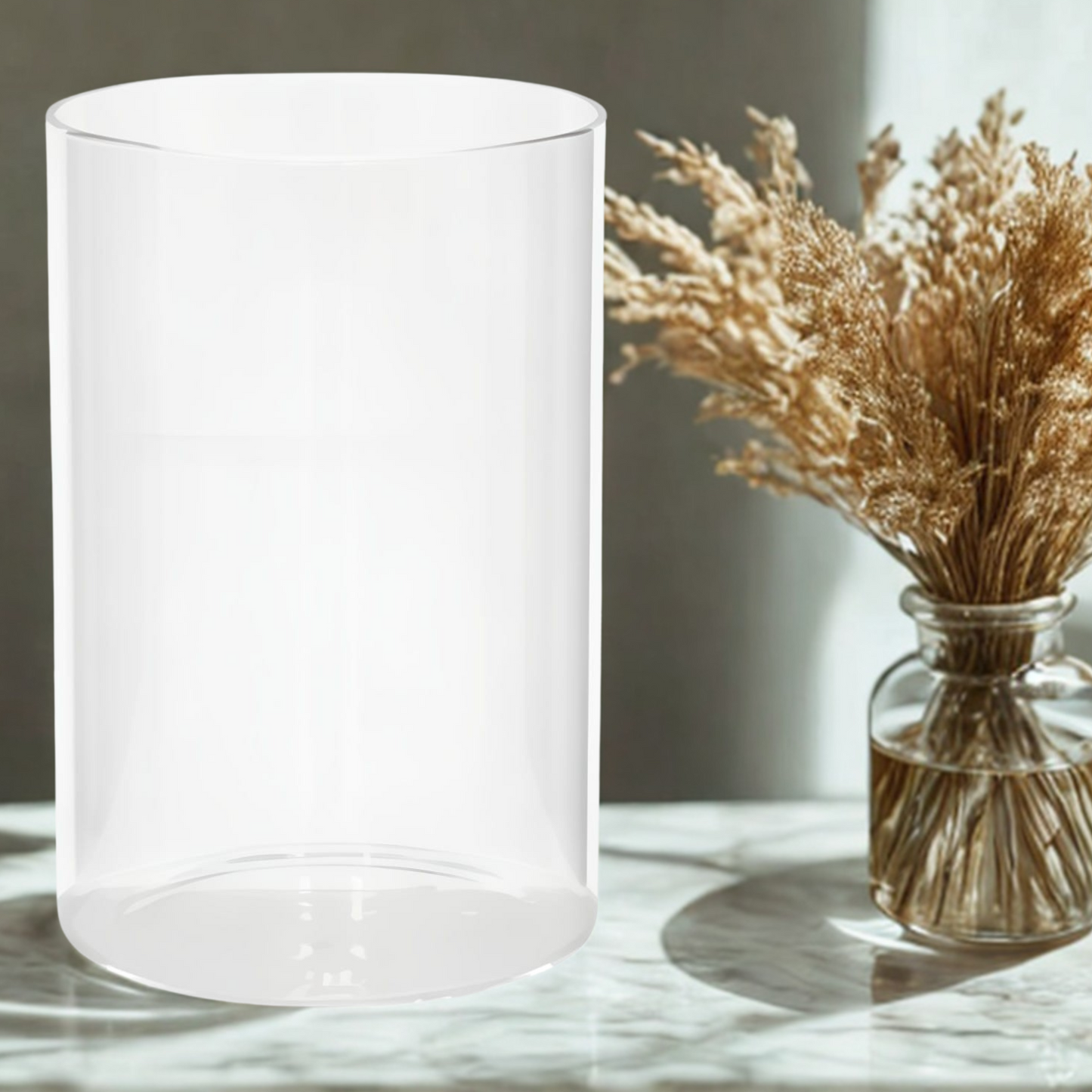Florero Minimalista Tubular – Cristal Claro 10x20 cm