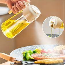 Aceitera Plástica 470 ml con Doble Función – Dosificador de Aceite, Vinagre y Salsas