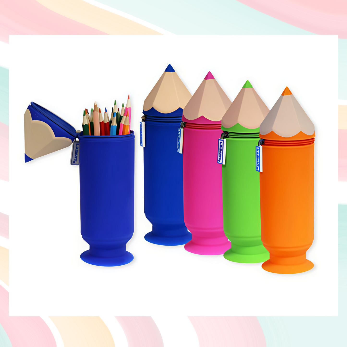✏️ Portatodo de Silicona en Forma de Lápiz – Con Ventosa ✨