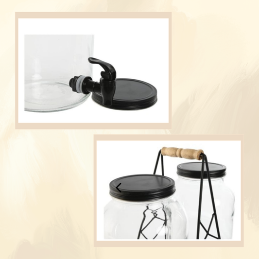 Dispensadores de Cristal para Bebidas x2 – 3.5 Litros c/u con Grifo y Diseño Decorativo