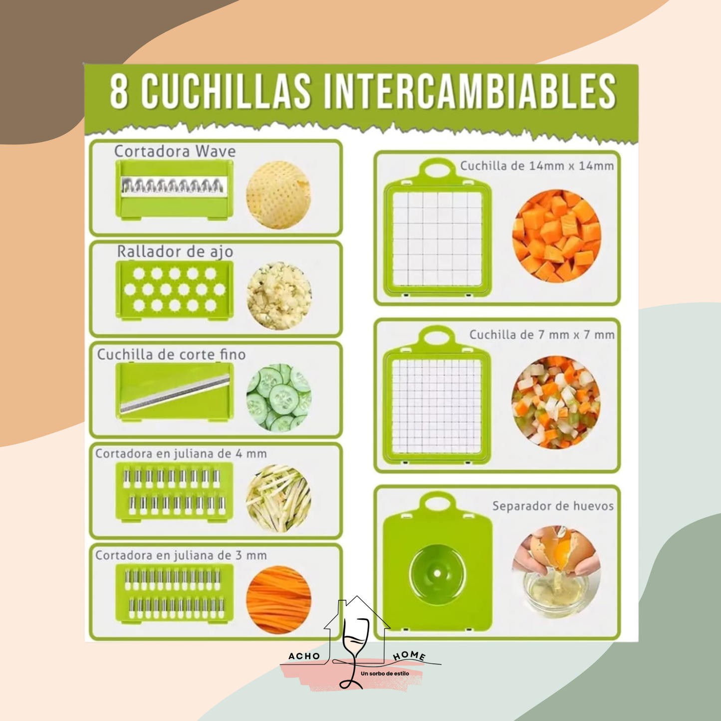 Cortador de verduras- 16 piezas.
