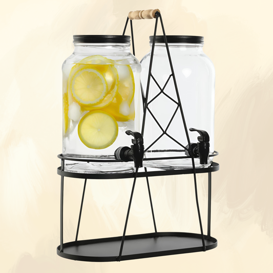 Dispensadores de Cristal para Bebidas x2 – 3.5 Litros c/u con Grifo y Diseño Decorativo