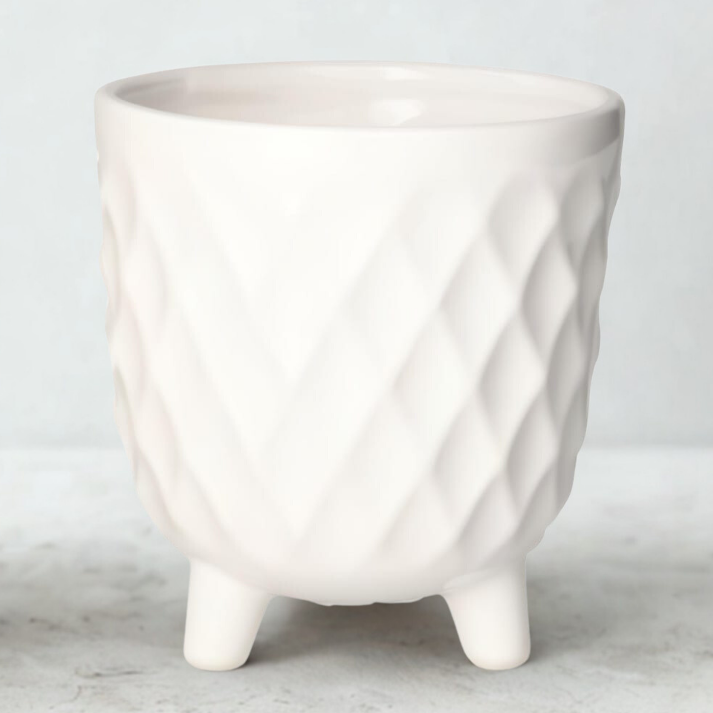 Maceteros Geométricos de Cerámica Blanca con Patas Integradas