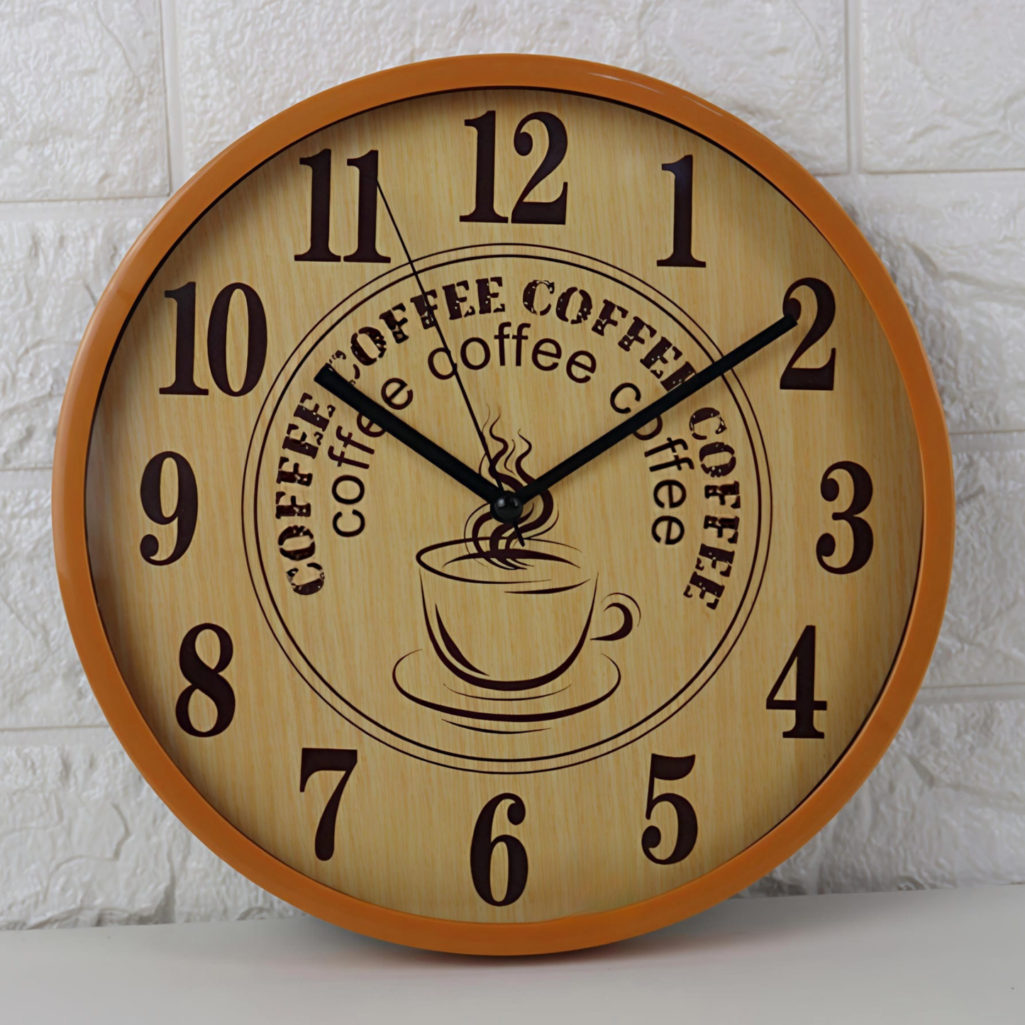 Reloj de Pared Café – Circular 20 cm en Metal y Cristal