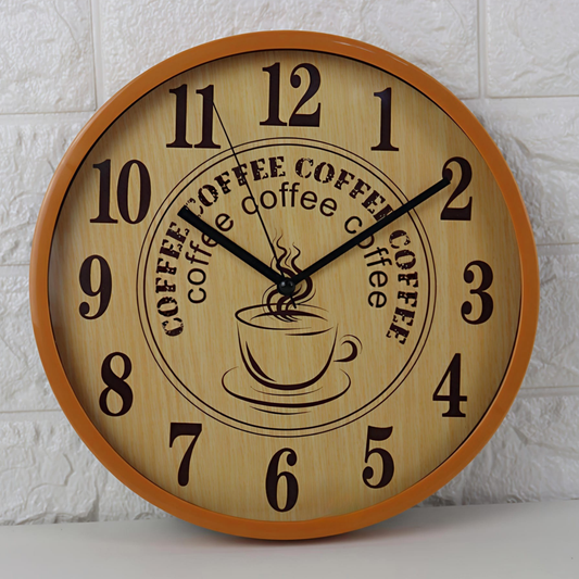 Reloj de Pared Café – Circular 20 cm en Metal y Cristal