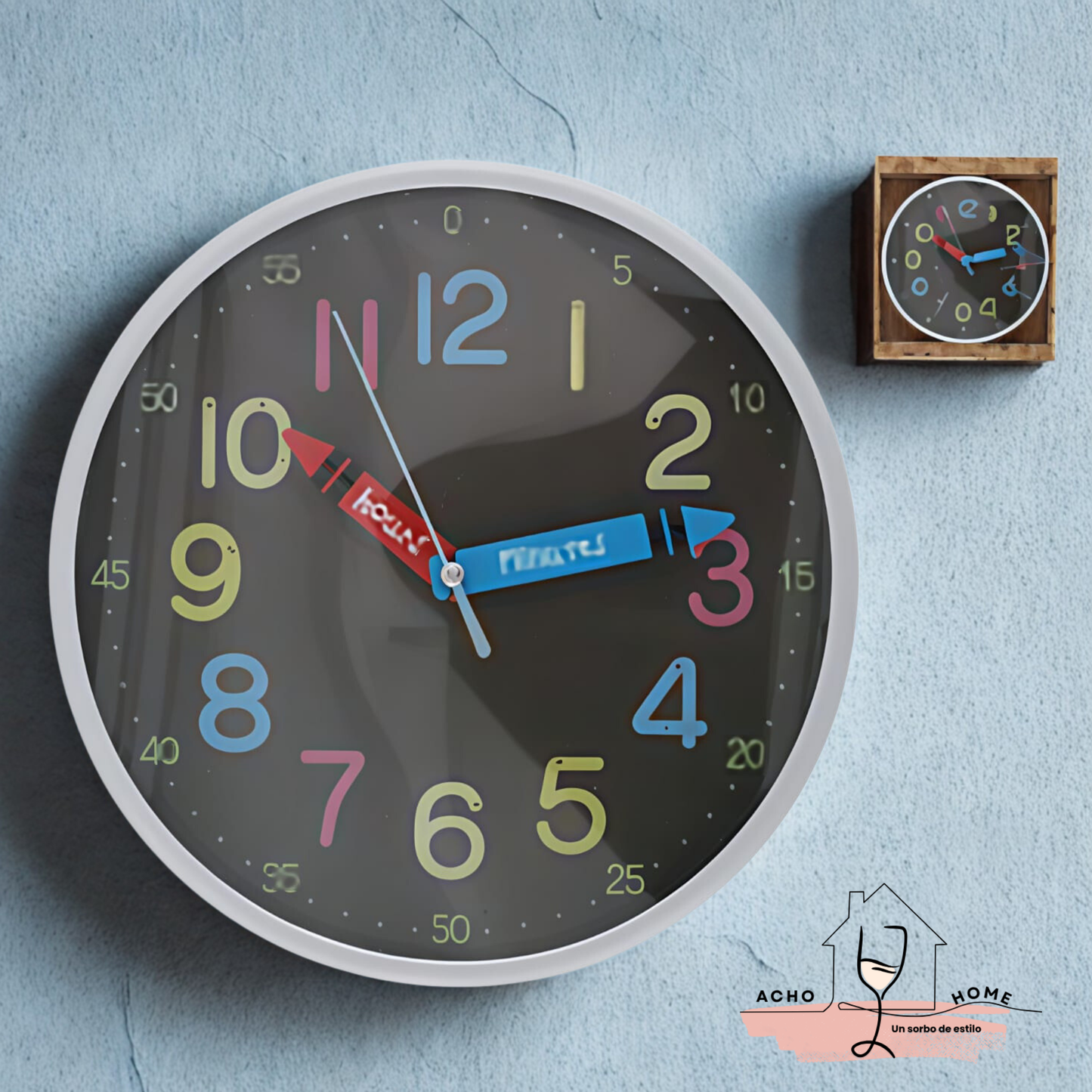 Reloj de Pared School Plata – 20 cm de Diámetro