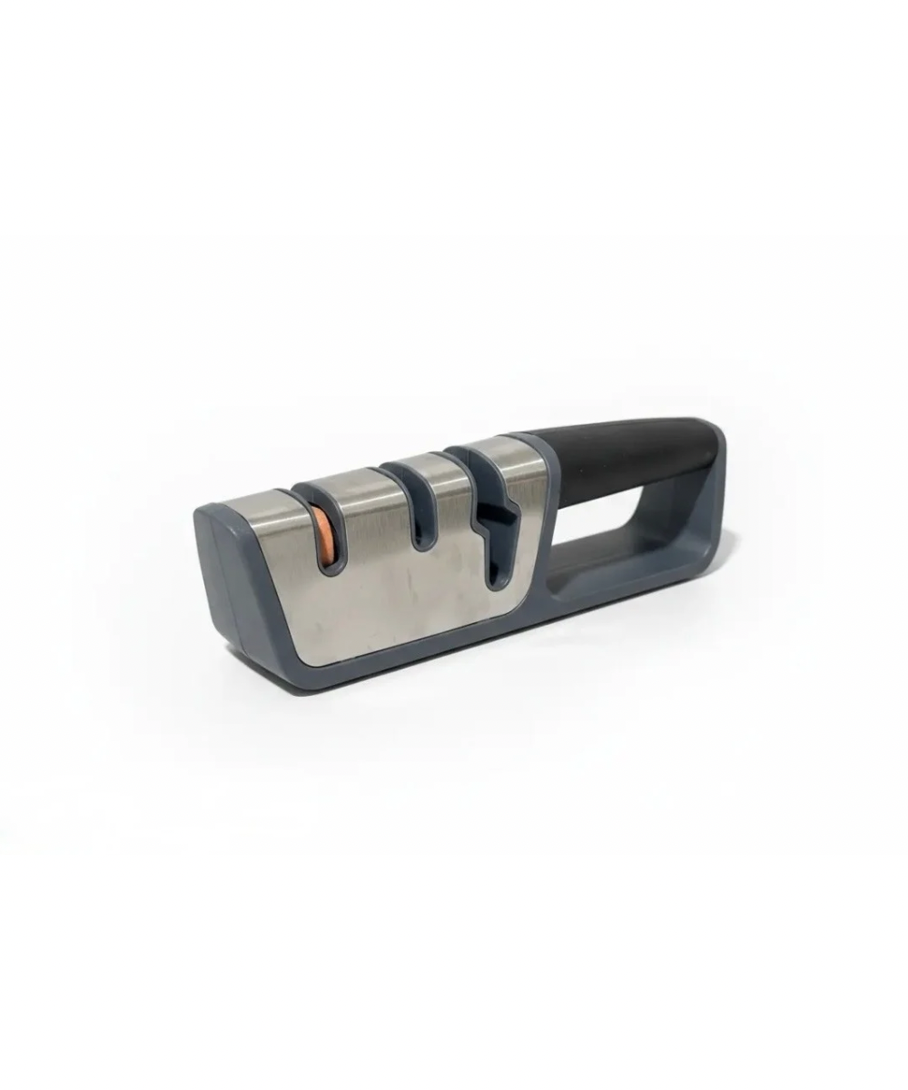 Afilador de cuchillos de cocina con mango antideslizante y sistema de 3 niveles de afilado, accesorio resistente y fácil de usar