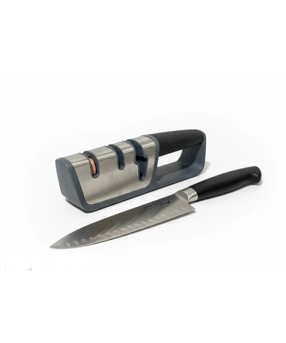 Afilador de cuchillos profesional de 3 etapas con ranuras de tungsteno, cerámica y piedra de esmeril, herramienta práctica para cocina