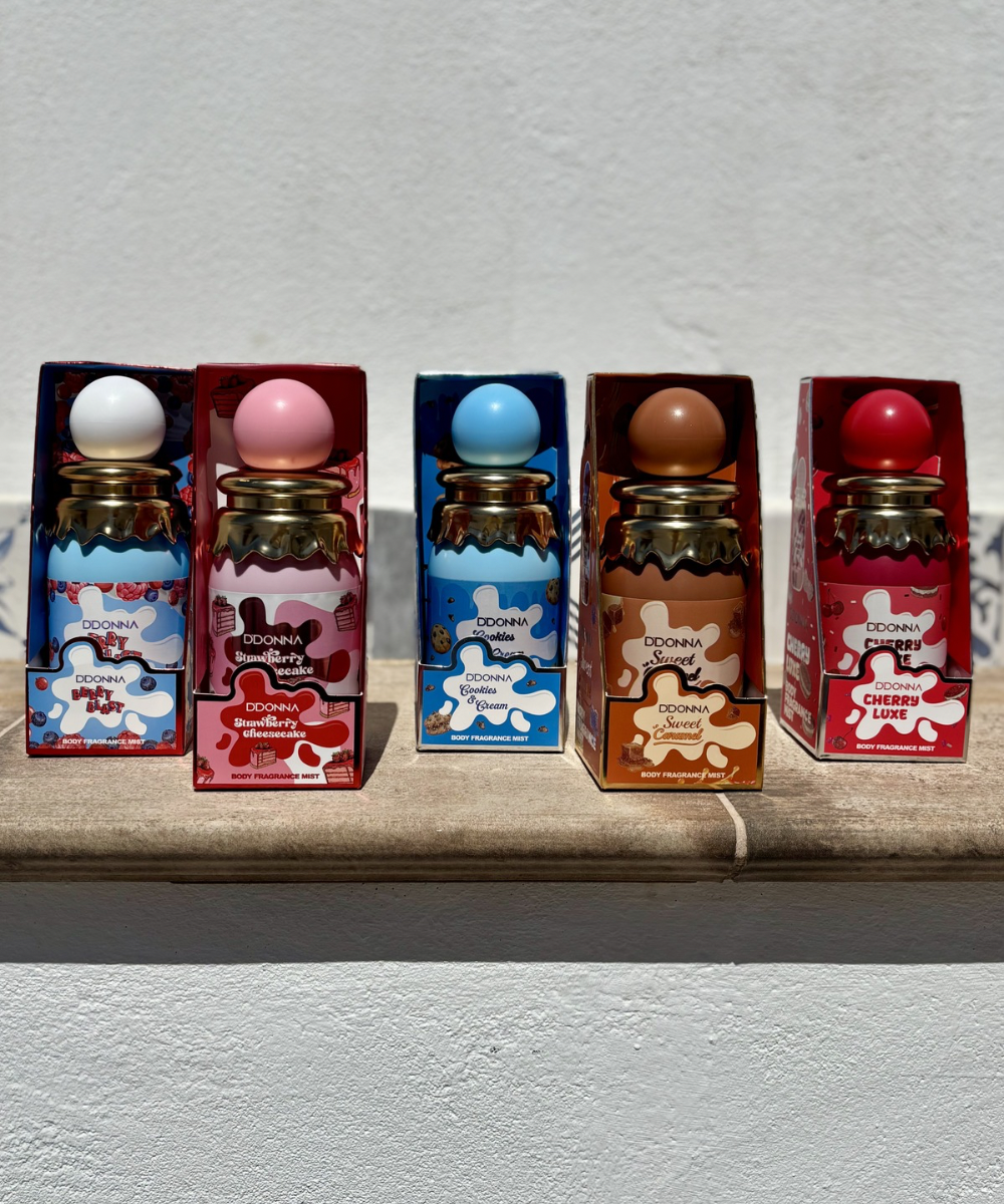 Selección de perfumes corporales Acho Home con aromas de postre, frutas y notas cremosas