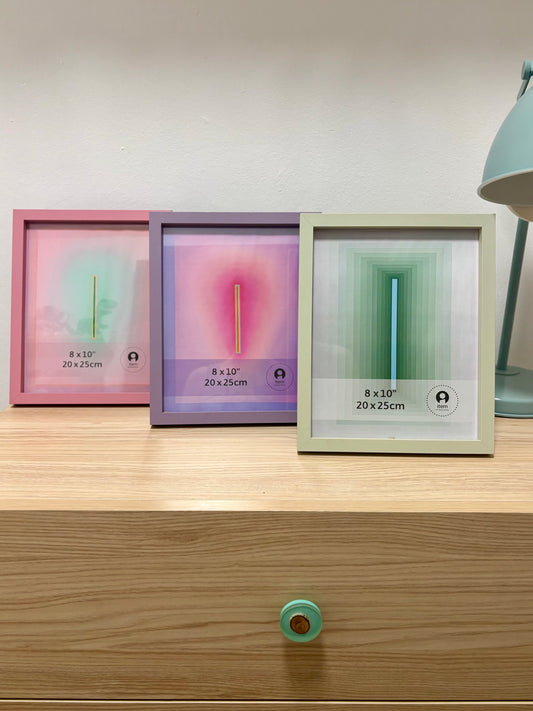 Marcos de fotos de madera en colores rosa, lila y verde suave para decoración del hogar y oficina