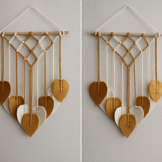 🌿 Guirnalda de Macramé con Hojas Artesanales 🌿