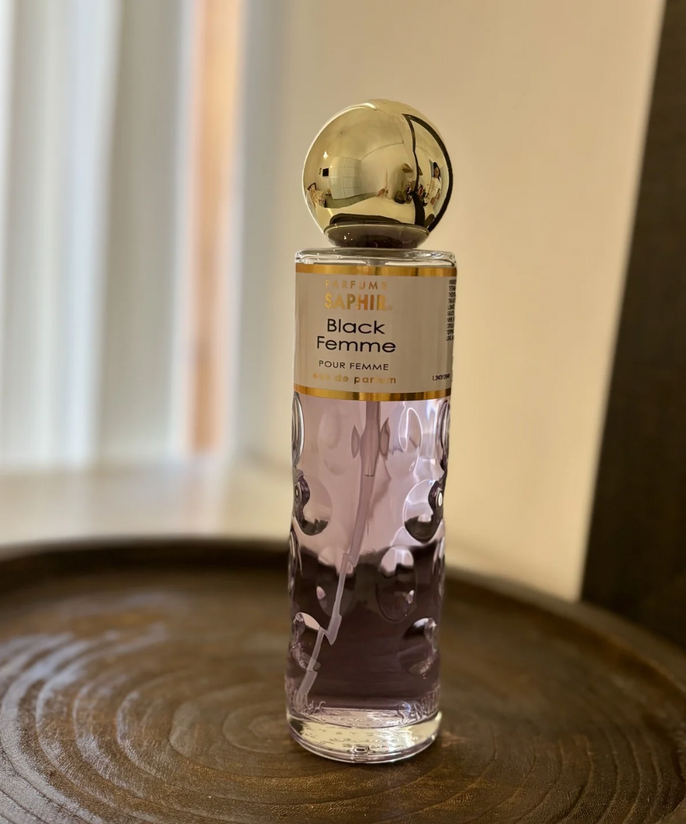 Colonia Saphir Black Femme para mujer, perfume duradero con aroma cálido y sofisticado ideal para noche