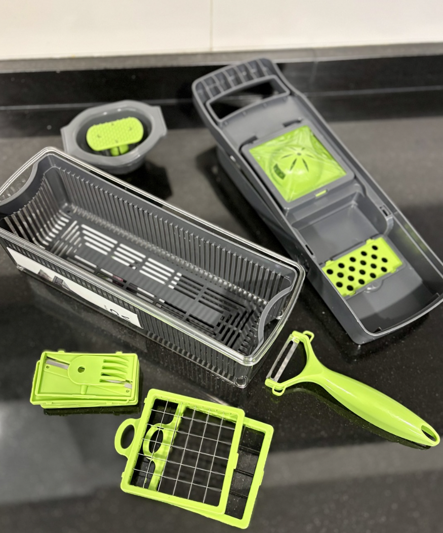 Cortador de verduras Master Chef con contenedor integrado y cuchillas intercambiables, gadget de cocina para preparar ensaladas de forma rápida y limpia