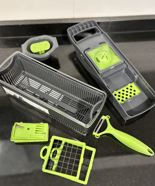 Cortador de verduras Master Chef con contenedor integrado y cuchillas intercambiables, gadget de cocina para preparar ensaladas de forma rápida y limpia