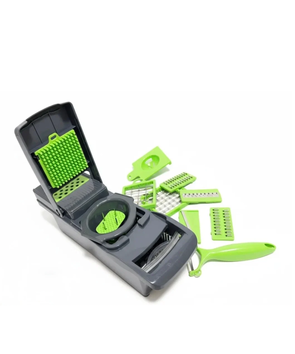 Cortador de verduras multifunción Master Chef 8 en 1 con cuchillas de acero inoxidable y contenedor, gadget práctico para preparar alimentos en la cocina
