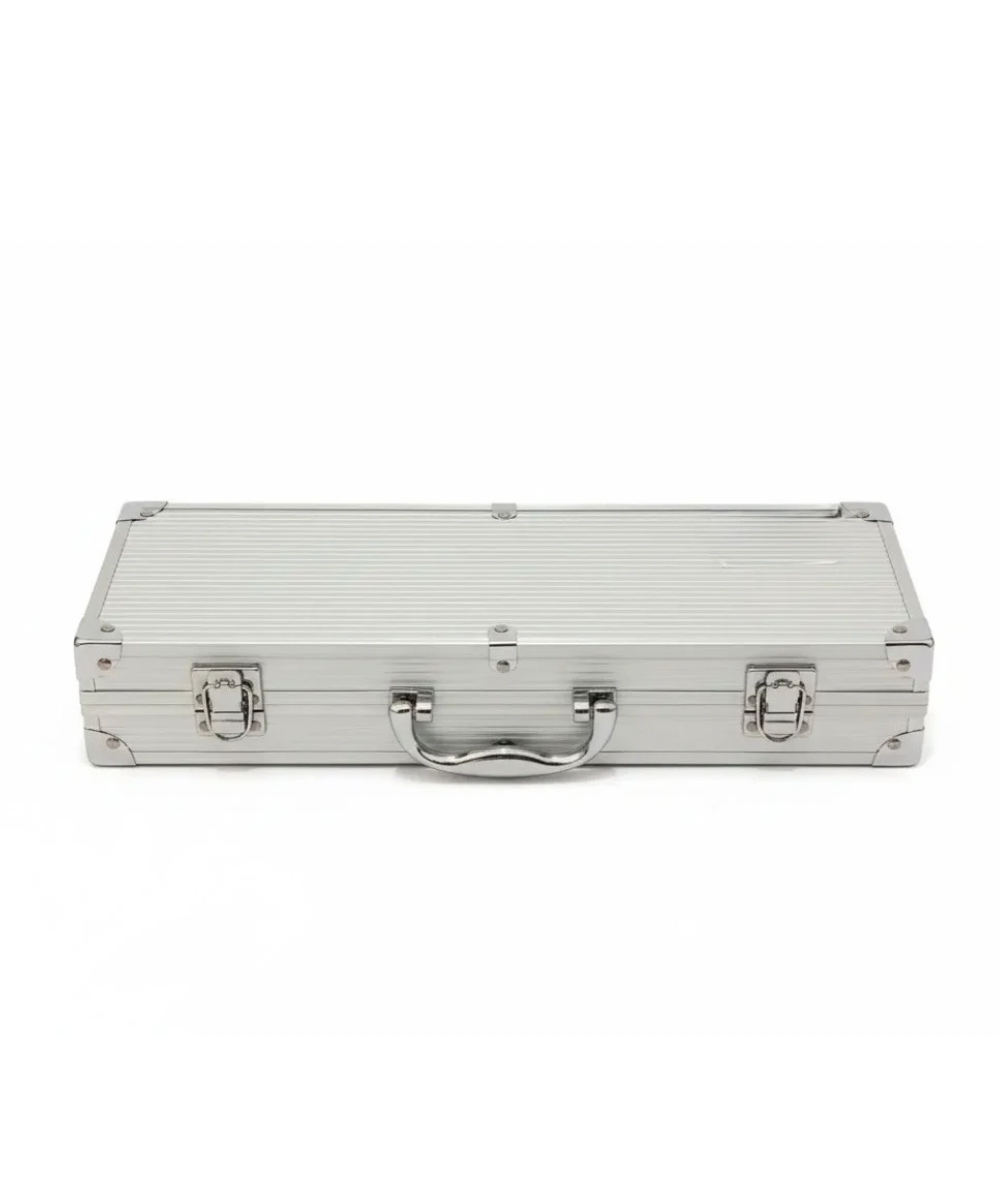 Estuche de aluminio del set Titan BBQ Professional Kit para utensilios de barbacoa, interior negro con compartimentos para herramientas BBQ