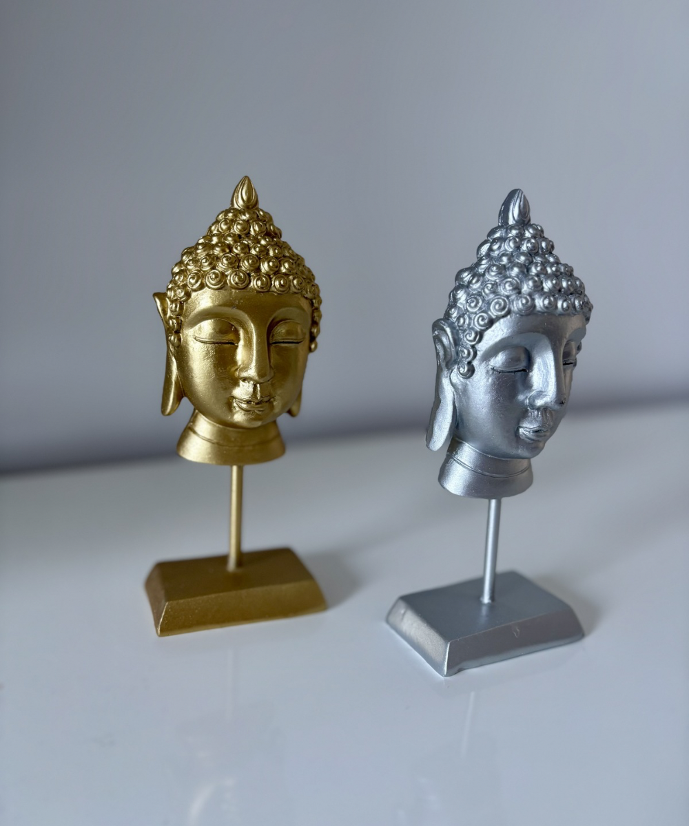 Figuras decorativas Yin & Yan de resina con Budas en dorado y plata, diseño zen elegante para decoración del hogar