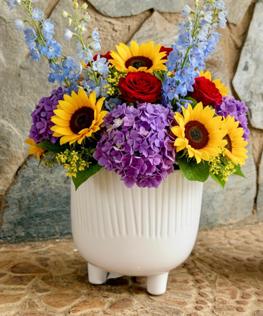 Macetero Modelo Alba de cerámica blanca con rayas irregulares y patas, macetero decorativo con flores para decoración del hogar