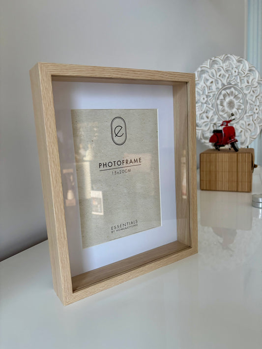 Marco de fotos básico de madera de haya tamaño 15x20 cm, diseño minimalista ideal para decoración del hogar y recuerdos
