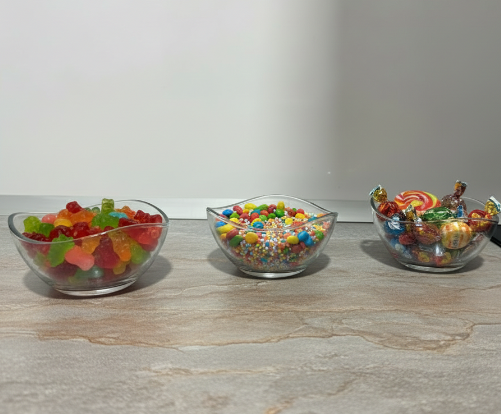 Set de boles de vidrio labrado Crystal Diamond, transparente y elegante, ideal para ensaladas, postres o aperitivos, vajilla resistente y decorativa