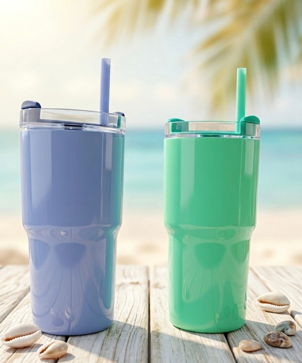 Set de vasos Active-Color irrompibles en tonos azul y verde, apilables, resistentes a golpes, aptos para niños, exterior o fiestas
