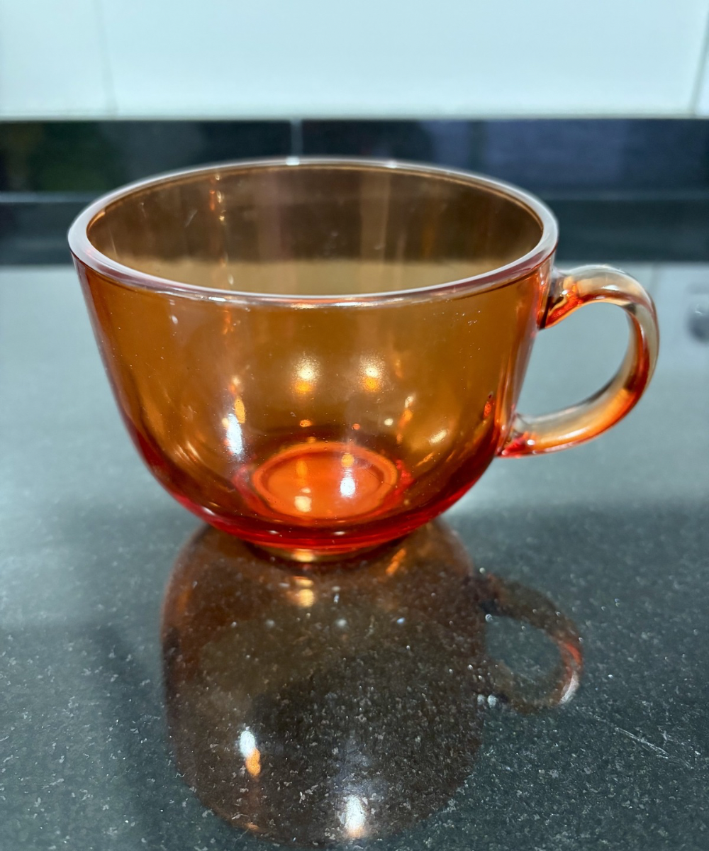 Taza Rainbow Glass de vidrio color naranja, estilo retro moderno perfecta para bebidas calientes o frías