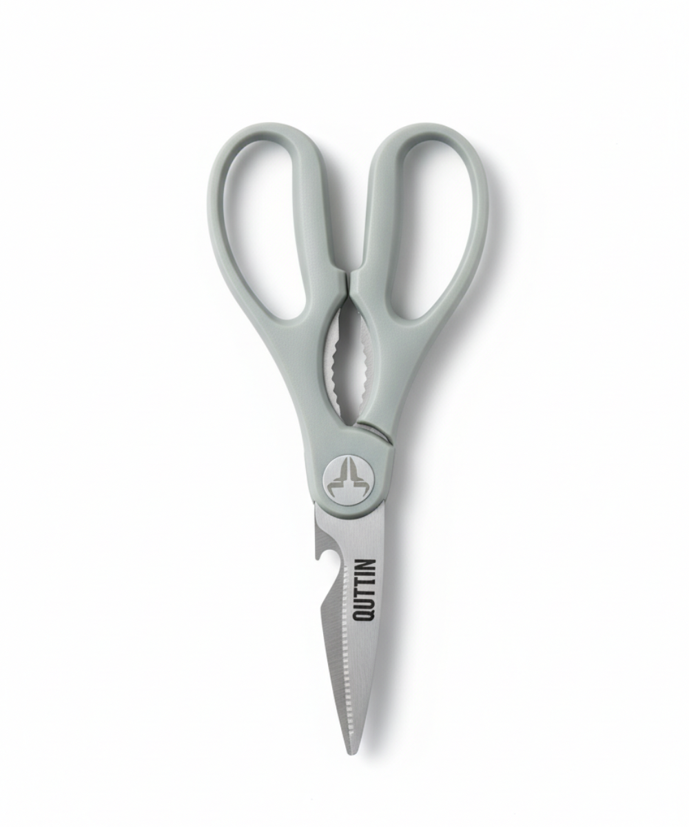 Tijeras de cocina Quttin Pro-Grip de acero inoxidable con mango antideslizante Soft-Touch, herramienta práctica y versátil para cortar verduras, hierbas y envases