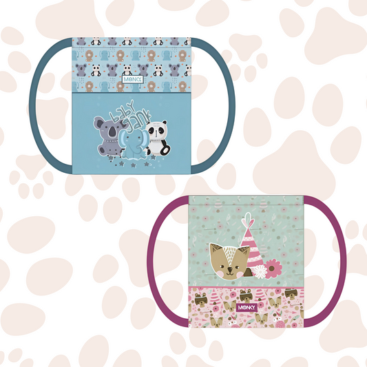 Saco de merienda infantil Baby Animals azul – Bolsa merienda colegio y guardería- ACHO HOME